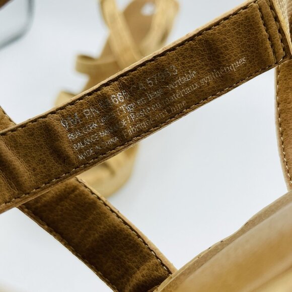 BP Womens Shoes Size 9 M Cork Strappy Wedge Ankle Strap High Heels Sandals - Picture 11 of 13